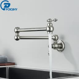 Chrome Black Wall Mounted Faucet Single Cold Water Tap 360 Rotating Spout Washing Faucet Folding Neck Bathroom Kitchen Tap