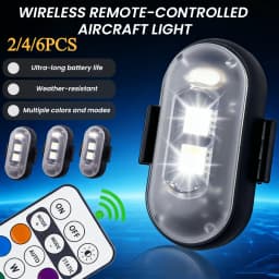 2/4/6PCS LED Emergency Warning Lights with Remote Control 7 Colors USB Rechargeable Car Flashing Light for Car Moto Drone Bike