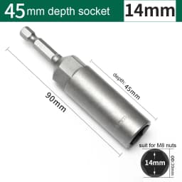 8mm-19mm Impact Socket Adapter 90mm Length Deepen Power Nut Driver Drill Bit Set for Power Tools 6.35Mm Hex Shank Quick Adapter