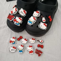 6/10pcs Mesuca Cute Cartoon PVC Shoe Charms KT Cat Shoe Decorations for Clogs Ideal Gifts for Kids
