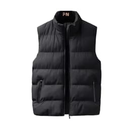 Thickened Flocking down Jacket Vest Men's Autumn Winter Casual Loose Fit Stand Collar Shoulder Pad Coat for Youth Outerwear