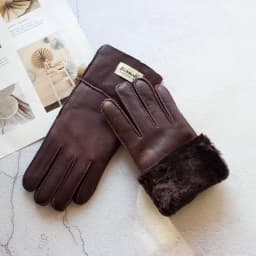 Women's Thickened Winter Sheepskin Fur Gloves Windproof Warm Outdoor Motorcycle Riding Color Leather Finger Gloves