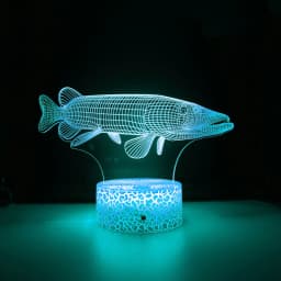 Nighdn Fish 3D Illusion Table Lamp LED Touch Acrylic 7/16 Color Changing Night Light Gift for Kids Elder Bedroom Decoration