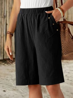 Women's 2025 Summer Shorts - High Waist 5-Inch Casual Lounge Shorts, Solid Color Straight Leg Home & Outdoor Wear
