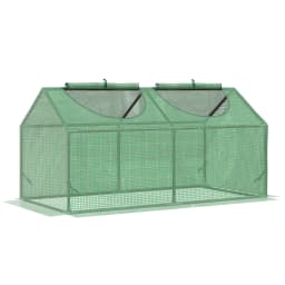 Mini Greenhouse with 2 Windows, Plant Flower Herbs Growing, Pe Cover, White