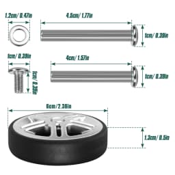 8Pcs Silver Luggage Wheel Replacement with Screw Travel Luggage Wheels Replacement Suitcase Parts 60mm Axles Caster Wheel Repair