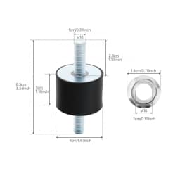 4 pack Rubber Double Studs Anti Vibration Shock Absorber Rubber Mounts Shock Damper with 8 pcs M10 Locking Nuts