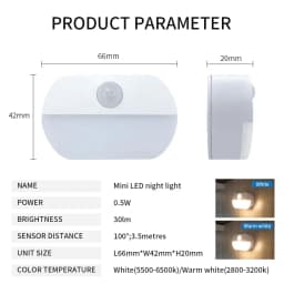 1/2/4pcs Led Night Light with Motion Sensor PIR AAA Battery or Rechargeable Cabinet Lamp for Kitchen Bathroom Closet Stairs