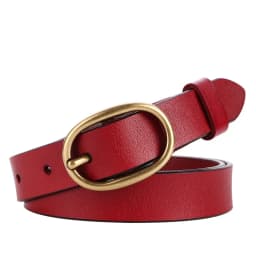 Women's Genuine Leather Belt 2.3cm Wide Two-Layer Cowhide Metal Pin Buckle Simple Fashion for Jeans