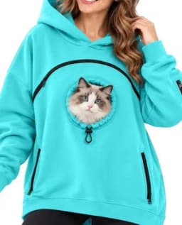 Personalized LOGO Customized Women's Hooded Pet Cat Pocket Casual Sweater Zipper Long Sleeve Hooded Fleece Top