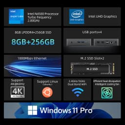 Bmax Mini PC B3 Pro Windows 11 8GB RAM 256GB SSD HDMI USB Dual Band WiFi Bluetooth DC 1000Mbps Ethernet Mini PC