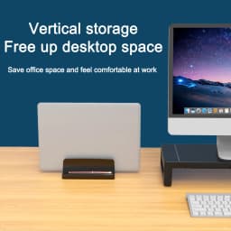 Vertical Laptop Stand for Desk,Dual Slots Plastic Laptop Holder with Space Saving Design,Laptop Stand Supports MacBook