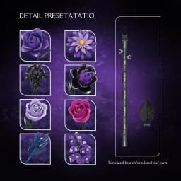 822PCS MOC Gothic Purple Rose Flowers Building Blocks Artificial Botanical Decor Toys Valentines Girlfriend Birthday Bricks Gift