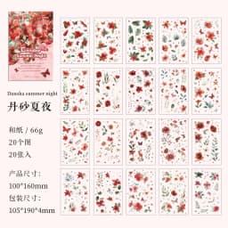 20 Sheets/pack Flower Images Die-cut Washi Sticker Book Watercolor Painting Plants Scrapbooking Creative Journal Collages