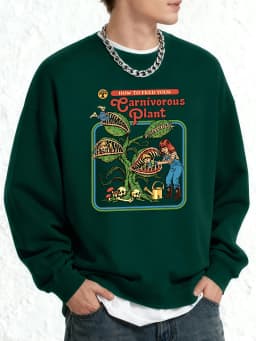 Earnivorous Plantpattern New Sweatshirt For Men Crewneck All-Match Clothing Oversize Winter Pullovers Unisex Soft Long Sleeve