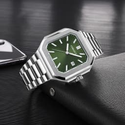 Customized Logo 44.5MM Mechanical Square Steel Case Aseptic Watch Automatic Movement NH35 Fashion Date Gift Men's Watch Corgeut