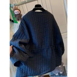 Retro Quilted Cotton Jacket Women's Winter Thickened Warm round Neck Loose Fit Versatile Cotton Coat Stylish Small Cotton Padded