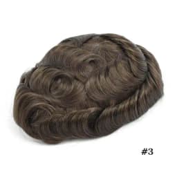 New Wigs Men Toupee Full PU 0.12-0.14cm ISKIN With Knots Men's Capillary Prosthesis Indian Real Human Hair Wig Natural Hairpiece