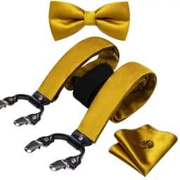 Burgundy Black White  Mens Suspender Adjustable 6 Clips Jacquard Braces Bowtie Hanky Cufflinks Set Silver Gold