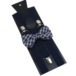 Cotton Brown Plaid Bowtie Suspender Set Elastic Braces Men Black Grey Butterfly Straps Wedding Dress Suit Skirt Accessories Gift