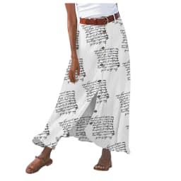 Summer Women's Skirt Cotton Linen Important Button Slit Flower Print Fashion Versatile Vacation Beach Midi Skirt