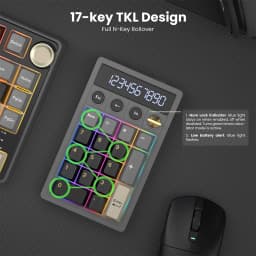 RK ROYAL KLUDGE M20 2.4 Wireless Numeric Keyboard 17 Keys PBT Keycaps RGB Gasket Knob Bluetooth Calculator Keypad Hot-Swappable