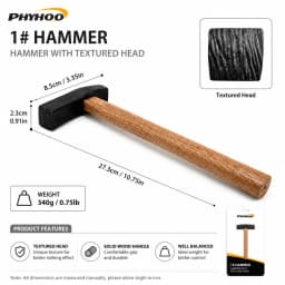 PHYHOO Professional Metal Texture Hammer for Jewelry Making Premium High Carbon Steel Texturing Craftsmith Tool with Wood Handle