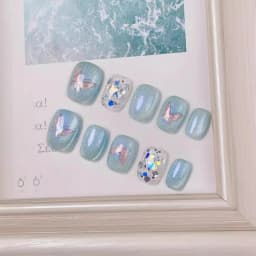 10Pcs Cat Eye Handmade Press on Nails Candy Color Fake Nails Summer Cute Wearable Stick-on Nails Full Cover False Nail Uñas 네일팁