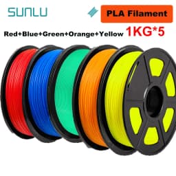SUNLU 5KG 3D PLA/PETG/PLA PLUS/Clear Filament 1.75mm 5Roll 1KG Printer Neatly Wound 3D Filament for 3D Printer & 3D Pen