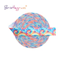 BRISTLEGRASS 2 5 10 Yard 5/8" 15mm Rainbow Rose Flower Floral Print Fold Over Elastic FOE Spandex Band Tape Hair Tie Sewing Trim