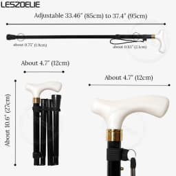 Adjustable Walking Stick 85cm-95cm Pearl White Handle Black Aluminum Alloy Folding Canes for Men And Women Foldable Stick