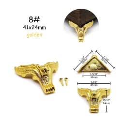 4pcs Jewelry Chest Wood Box Gift Wine Case Decorative Feet Leg Corner Protector Support Bracket with screws Golden Silver Bronze
