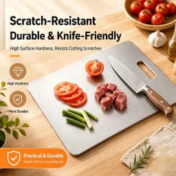 Cutting Boards for Kitchen Stainless Board 304 Steel Thickened Double Sided Food Grade Portable Fruit Meat Chopping