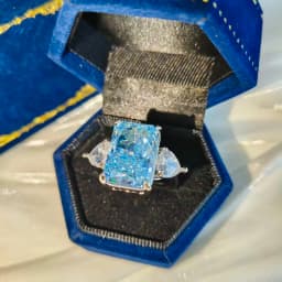 925 Sterling Silver Shiny Colored Ice Flower Cut Zircon Large Carat Ring for Ladies Gorgeous Elegance Fashion