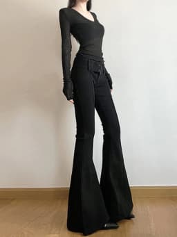 2026 Y2k Retro Emo 2000s Women's Black Flare Pants Streetwear Fashion Trousers Harajuku Wide Yoga Pants 90s Aesthetic Clothes