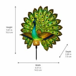 Solar Powered Peacock Garden Stake Light Resin Waterproof Auto On LED Peacock Figurine Lamp for Outdoor Yard Lawn Pathway Decor