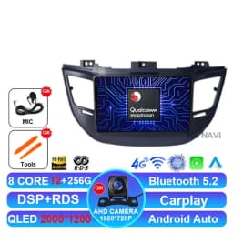 Android 15 Car Radio For Hyundai Tucson IX35 3 2015 2016 2017 2018 Multimedia Wireless Carplay Auto Qualcomm QLED Navigation DSP