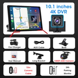 Jansite 10.1'' 4K Dashcam 4:3 Large Screen Carplay Android Auto DVR Car Intelligent Systems Multimedia Video Player Stereo Radio