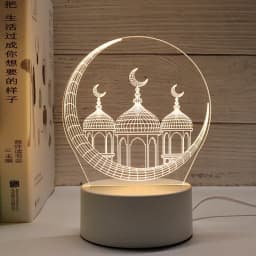 3D Acrylic LED Night Light Islamic Muslim Ramadan Festival Supplies USB Operated EID Mubarak Ornaments Bedroom Home Decor Lamp