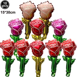10pcs Mini Rose Flower Balloons Rose Shaped Balloons Birthday Wedding Balloon Mother's Day Decoration Baby Shower Party Supplies