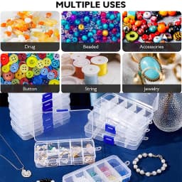 1/5/10Pcs Ultra-Portable Clear Bead Organizer Cases10-Compartment Snap Closure Organizer Box Durable Plastic Storage for Jewelry