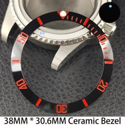 Sloping 38mm * 30.6mm Ceramic/Aluminum Bezel GMT and Diving Watch Insert Fits for 40mm Men's Watch Case Bezel Replacement Insert