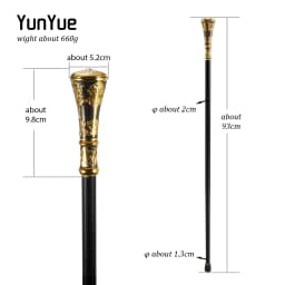 Gold Black Stripes Round Metals Walking Cane Gentleman Collections Fashion Elegant Walking Stick Photography Props Party Sceptre