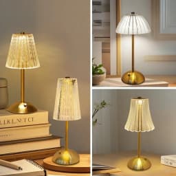 Rechargeable Touch Table Lamp 3 Colors Dimmable Artificial Crystal Lamp Portable Night Light for Bedroom Living Room Restaurant