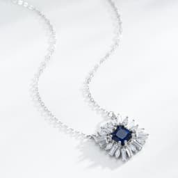 Ailmay 925 Sterling Silver Elegant Blue Square Zircon necklace & Earrings For Women Luxury Wedding Accessories Jewelry Set