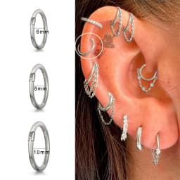 1pc Stainless Steel Simple Septum Piercing Nose Rings Women Hoop Earrings with Chain Gold Color Tragus Rook Ear Piercing Jewelry