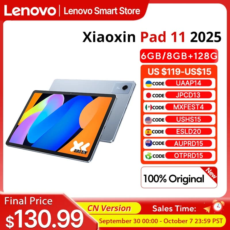 Lenovo Xiaoxin Pad 11 2025 Tablet 11 inch 2.5K Display CN Version MediaTek Dimensity 6300 7040mAh Android PC Pad