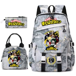 My Hero Academia Anime Print School Backpack Set for Girls Casual Lightweight Student Bookbag with Lunch Bag Pencil Case