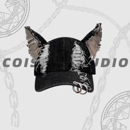 Rabbit Eared Cowboy Ripped Baseball Cap Dark Punk Hottie Photos Peaked Cap