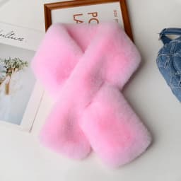 Cute Solid Color Cross Scarf Thicken Faux Rabbit Fur Neck Scarf Neck Warmer Girls